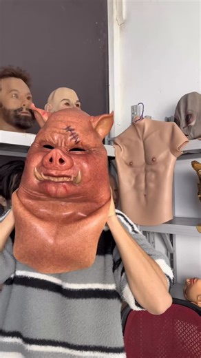 magic face mask on Instagram: "Funny Scarred Pig Silicone Mask #siliconemask #realistic #halloweenmask #cosplay #mask"
