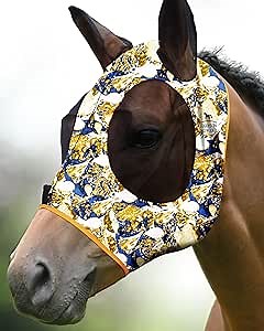 Harrison Howard Super Comfort Stretchy Fly Mask Large Eye Space with UV Protection Soft on Skin with Breathability Luxe Vibe L Full Size