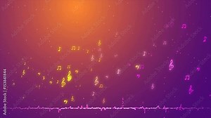 Seamless looping animation background of music notes symbols