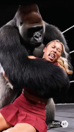 Girl vs gorilla part 2. #gorilla #animals #wrestling