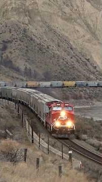 HUGE CPKC GRAIN TRAIN IN THE CANYON #youtubeshorts