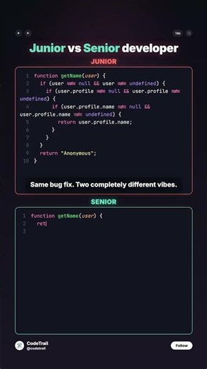 How to become a Senior developer.. ♥️ 😂 #programming #javascript #python #coding #developer #coder .
