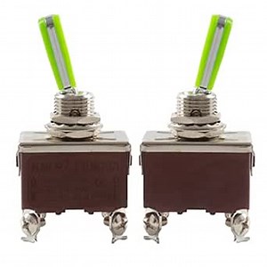 2 Pcs Heavy Duty Rocker Toggle Switch, 16A 250V SPDT 2 Position 4 Pin ON/Off Toggle Switch with Green PC Wear-Resistant Handle