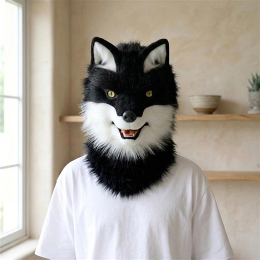 Realistic Black Wolf Mask Scary Werewolf Full Head Costume Handmade Furry Cosplay Mask - Etsy