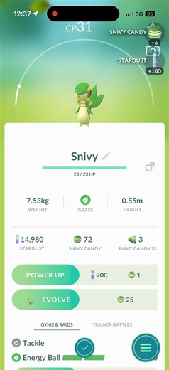 Pokémon Go - Catching Wild Snivy