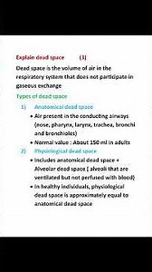 KUHS Physiotherapy Physiology Previous Year Short Note | Dead Space | Quick Revision