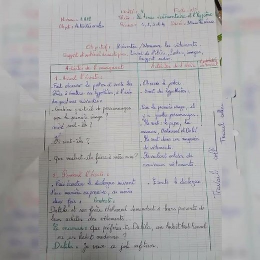 exemple de fiche pédagogique de lecture et fiche d'oral