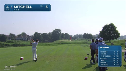 Keith Mitchell sinks a 38-foot birdie putt on No. 4 at 3M Open