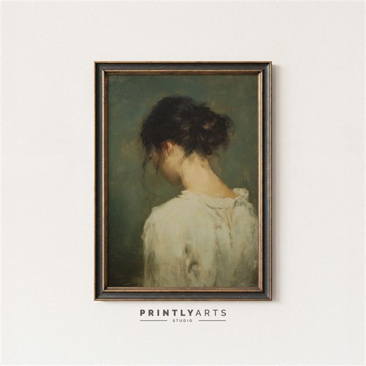 Female Figure Painting Printable Wall Art | Moody Woman Portrait Oil Painting | Dark Academia Decor | Vintage Artwork | Digital Download - Etsy