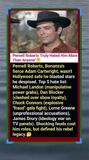 😱♥️Pernell Roberts Truly Hated Him More Than Anyone #shorts