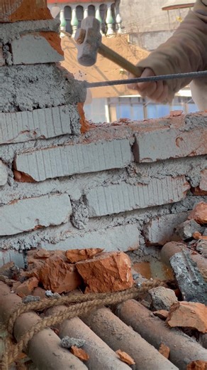 Why Hammer This Wall & Beam? Building Code Change Demolition! #foryou #satisfying #funny #ytshorts