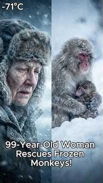99-Year-Old Woman Rescues Frozen Monkeys in the Snow | Forest Winter ASMR Survival Story