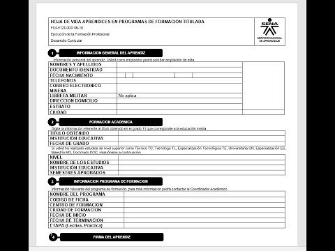 FORMATO HOJA DE VIDA APRENDIZ SENA