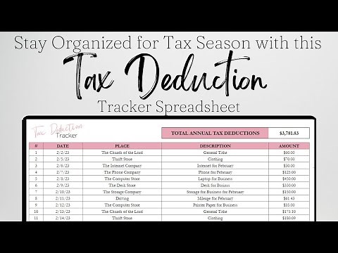 Tax Deduction Template Excel Spreadsheet, Tax Deductions Tracker Google Sheets, Income Tax, Taxes