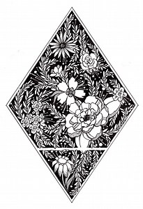 Floral Diamond Coloring Page - Etsy