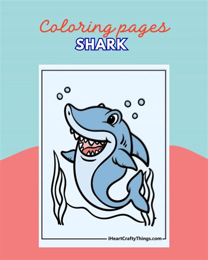 4.2K views | A merry shark is swimming your way 麗 This happy underwater friend is perfect for bright colors, markers, and lots of creativity. Flat, vibrant shades work great, but there’s no wrong way to color it! Grab the free printable here  https://buff.ly/rbrncb3 #sharkcoloring #kidsactivities #printablefun #coloringpages #creativekids | I Heart Crafty Things | Facebook