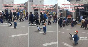 Captan a niño marchando con bandera de Perú de luto y en TikTok se conmueven: "Para un futuro mejor"