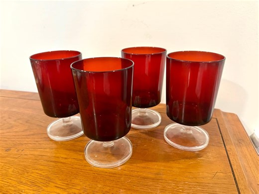 Vintage Luminarc Ruby Red Glasses/goblets, Set of 4 - Etsy