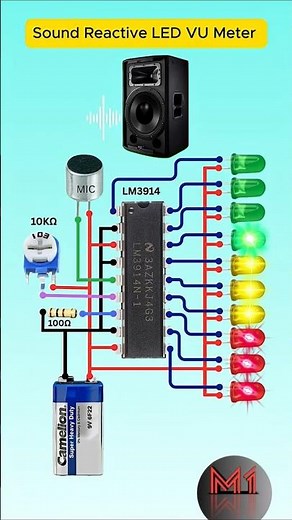 Sound Reactive LED VU Meter Using LM3914 | Audio Level Indicator #experiment #shorts #shortsvideo