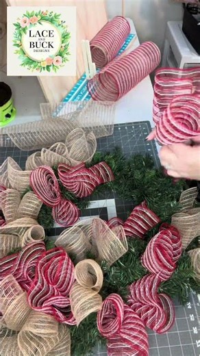 How to stuff an evergreen wreath base with 10” deco mesh
