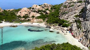 Panoramic view of Cala Napoletana on the island of Caprera, located in the La Maddalena archipelago national park, Olbia-Tempio -Sardinia
