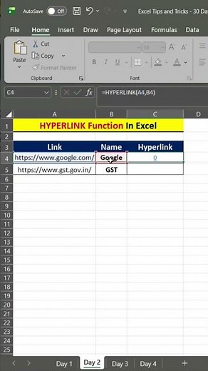 Excel Hacks | HYPERLINK function in excel | how to create websites link in excel #excel #shorts #yt
