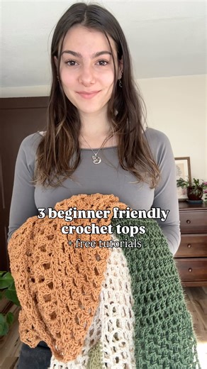 3 beginner friendly crochet tops! All tutorials can be found on my channel🫶🏻 #crochet