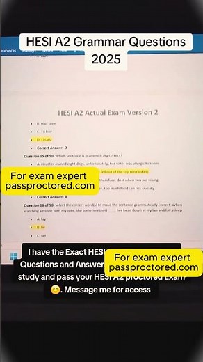 HESI A2 Grammar Questions 2025
