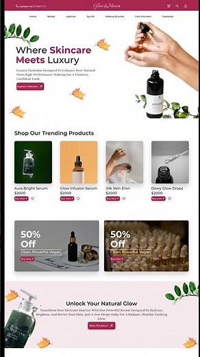 Figma Beauty serum Website UI Design Tutorial | Makeup Landing Page Part 2 #shorts