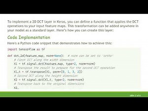 How to Create a Custom Keras Layer for 2D Discrete Cosine Transform with TensorFlow