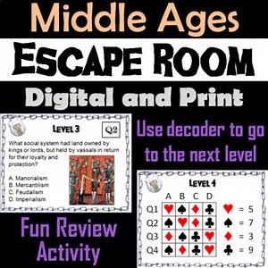 Middle Ages Activity Escape Room (Medieval Europe: Feudalism, Crusades, Knights)