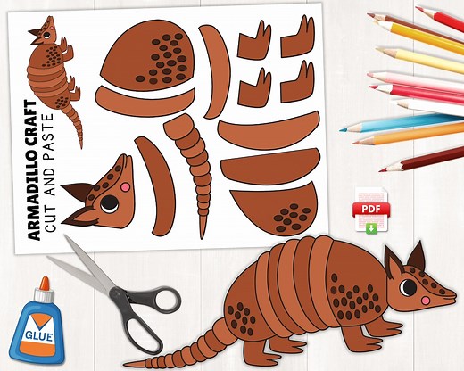 Printable Armadillo Craft for Kids | Build an Armadillo | Summer Activities | Color, Cut, and Paste | Preschool Crafts | Instant Download - Etsy