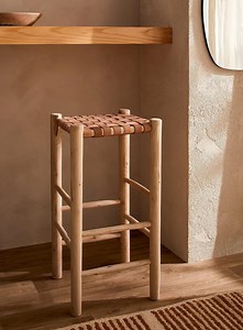 Handmade Moroccan Leather Bar Stool: Rustic Boho Counter Chair - Etsy