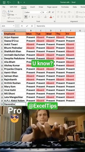 How to use conditional formatting in attendance sheet ll #excel #youtubeshorts #exceltips #shorts
