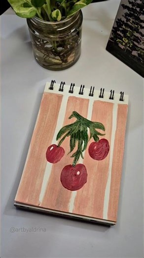 Satisfying Cherry Art Process 🤩🎨✨ Sketchbook Painting Inspo #art #youtubeshorts #shorts