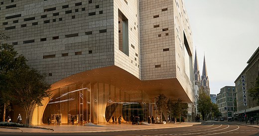 snøhetta plans düsseldorf opera house with cavernous, carved-out interiors