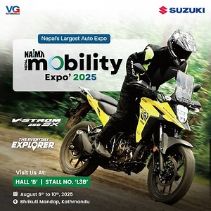 Get Ready to Ride Beyond Boundaries! Adventure meets innovation at Nepal’s Largest Auto Expo – and the Suzuki V-Strom 250 SX is leading the way. 🏍 The Everyday Explorer is built for thrill-seekers and city riders alike – combining style, performance, and durability. 📍Catch it live at Hall ‘B’ | Stall No. L3B 📅 August 6–10, 2025 📌 Bhrikuti Mandap, Kathmandu Don’t miss the experience that redefines two-wheeled freedom. #SuzukiVStromSX #TheEverydayExplorer #MasterOfAdventure #RideWithSuzuki #Ad