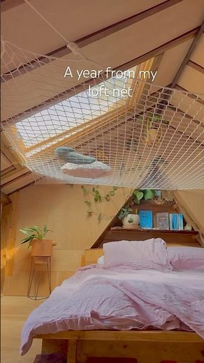 The loft net through all the seasons ☀️ 🌧️ #loftnet #attic #homeinspo #smallhouse #whimsical #fairy