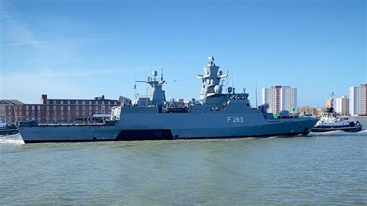 German Corvette FGS Oldenburg Docks in Portsmouth