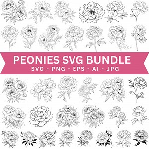 Peonies Svg Bundle, Peony Cut Files for Cricut, Floral Arrangement Svg, Peony Flower, Peony Clipart, Commercial Cutting Files - Etsy Canada