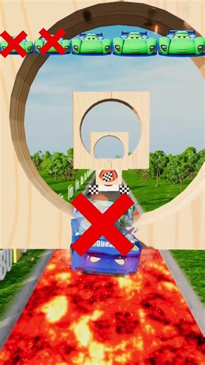 Blue Car Lava Pit FAIL 🔥 #racing #fails #shorts