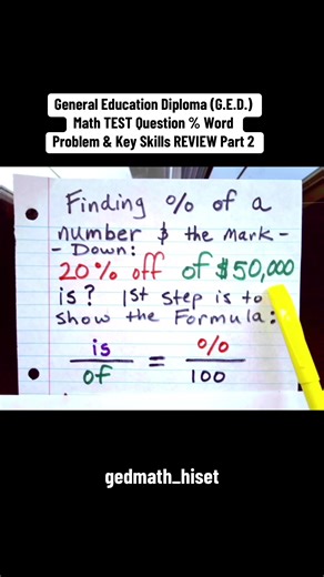 2025 General Education Diploma (G.E.D.) Math TEST Question % Word Problem & Key Skills REVIEW Part 2 #learnontiktok #learning #math #mathproblems #education