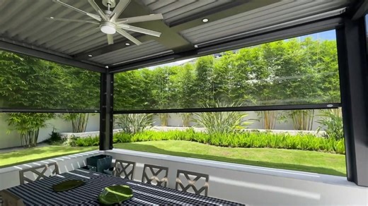 These retractable screens offer the perfect mix of sun, shelter, and privacy, for 365-day outdoor living... neighbors are taking notice! We’ve put a lot into making our outdoor living spaces something special… ...so it’s annoying when the seasons change & our patio becomes unusable for much of the year. Nothing gave me *perfect* 3-season outdoor living flexibility -- until I found these Motorized Screens. Now I just press a button -- 1 click -- & in seconds my outdoor living areas become comfort