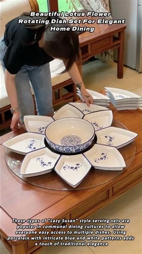 Beautiful Lotus Flower Rotating Dish Set For Elegant Home Dining
