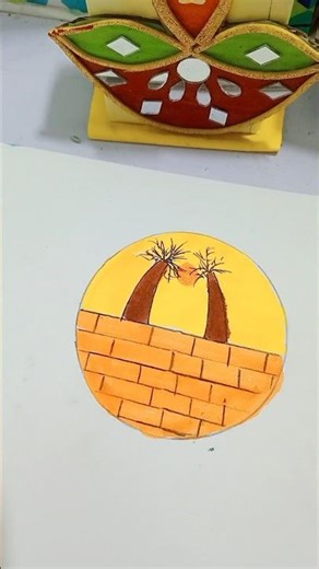 palm tree scenery#beautiful#drawing#easy to draw#circle scenery