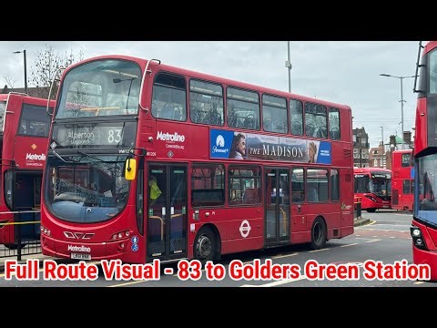 Full Route Visual | London Bus Route 83 - Alperton Sainsbury's to Golders Green | (VW1209) LK61BNA