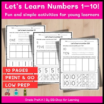 Let’s Learn Numbers 1–10! | Trace, Cut & Paste Numbers and Pictures (PreK–K)