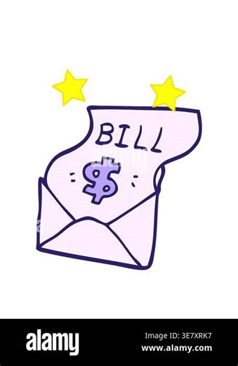 spinning stars animation of cartoon doodle debt bill Stock Video Footage - Alamy