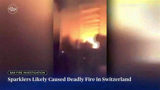 Investigators said Friday that the deadly fire that tore through a bar in the Swiss ski resort of Crans-Montana early on New Year's Day was caused by sparklers on Champagne bottles, which ignited the bar's ceiling. | CBS Evening News