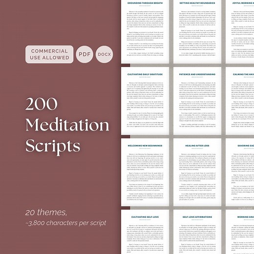 200 Guided Meditation Scripts: Mindfulness, Healing, Anxiety, Personal or Commercial Use (PDF   Editable DOCX) - Etsy